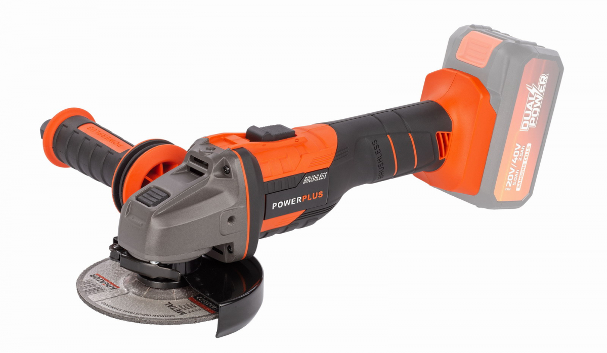 AKU úhlová bruska POWERPLUS 40V 125mm bezuhlíková (bez AKU)
