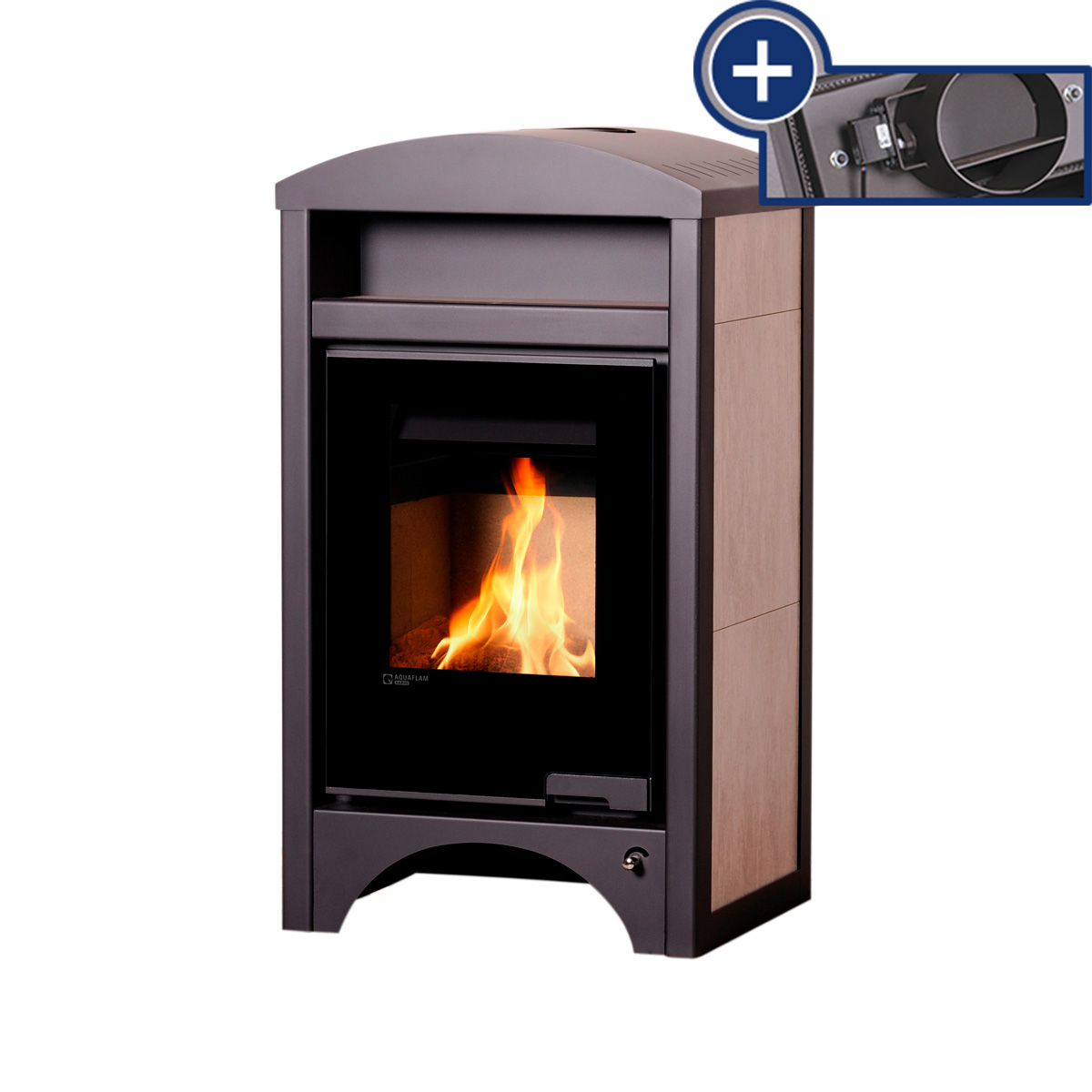 Kamna s výměníkem AQUAFLAM VARIO BARMA 11/5kW dlažba Bělený Dub