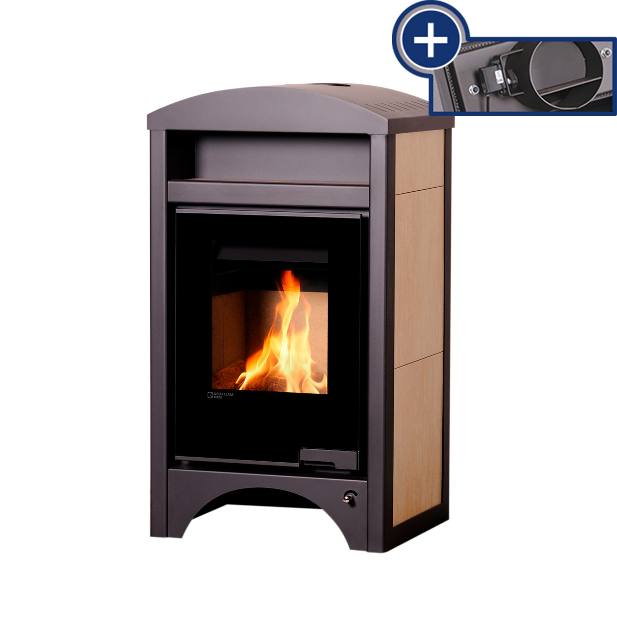 Kamna s výměníkem AQUAFLAM VARIO BARMA 11/5kW dlažba Javor