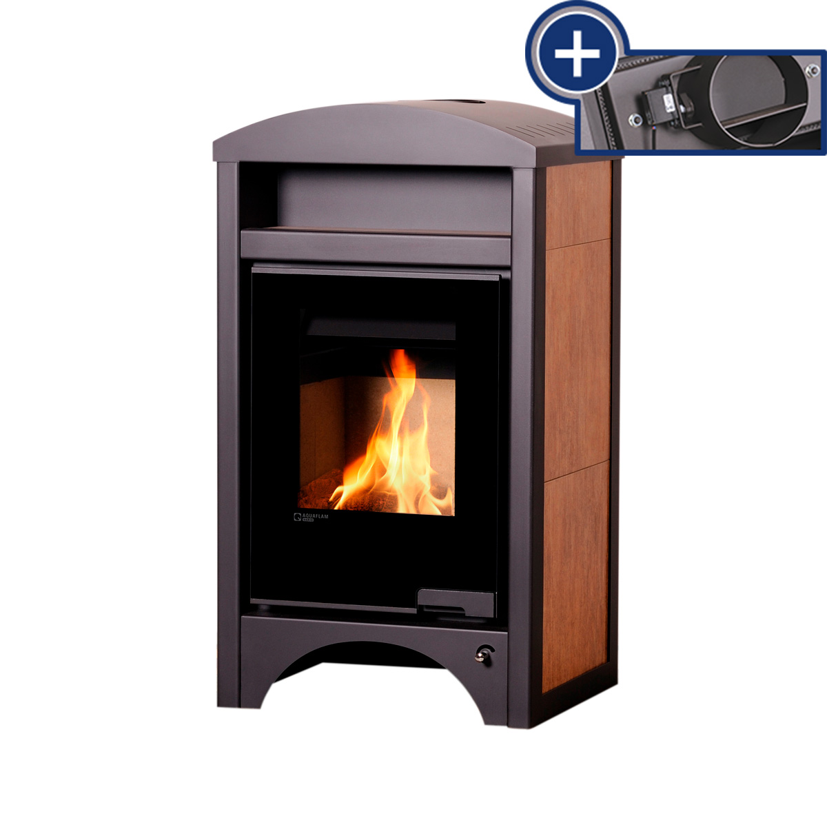 Kamna s výměníkem AQUAFLAM VARIO BARMA 11/5kW dlažba Ořech