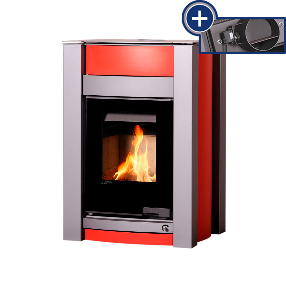 Kamna s výměníkem AQUAFLAM VARIO KALMAR 11/5kW červená