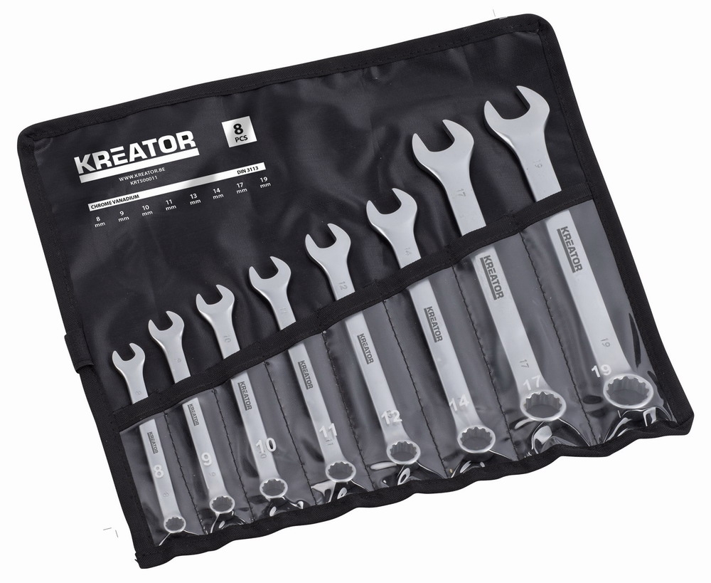 Kreator Sada klíčů očko/otevřený 8-19mm 8ks v kapse