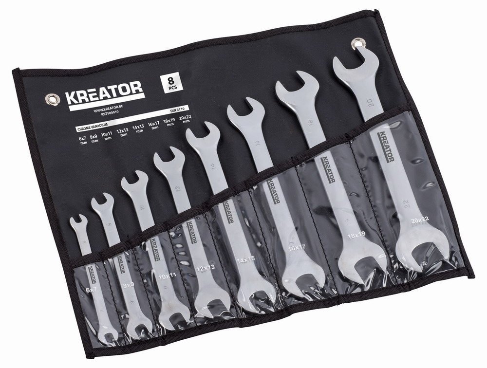 Kreator Sada oboustranných otevřených klíčů 6-22mm - 8ks v kapse