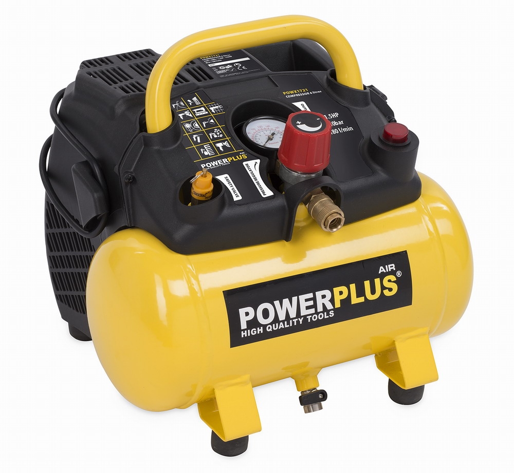 Kompresor POWERPLUS 1100W 6L 8bar bezolejový