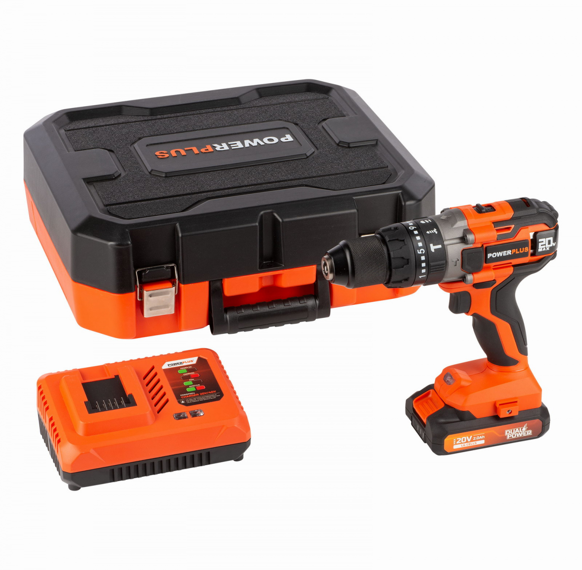 AKU šroubovák / vrtačka s příklepem POWERPLUS 20V SET